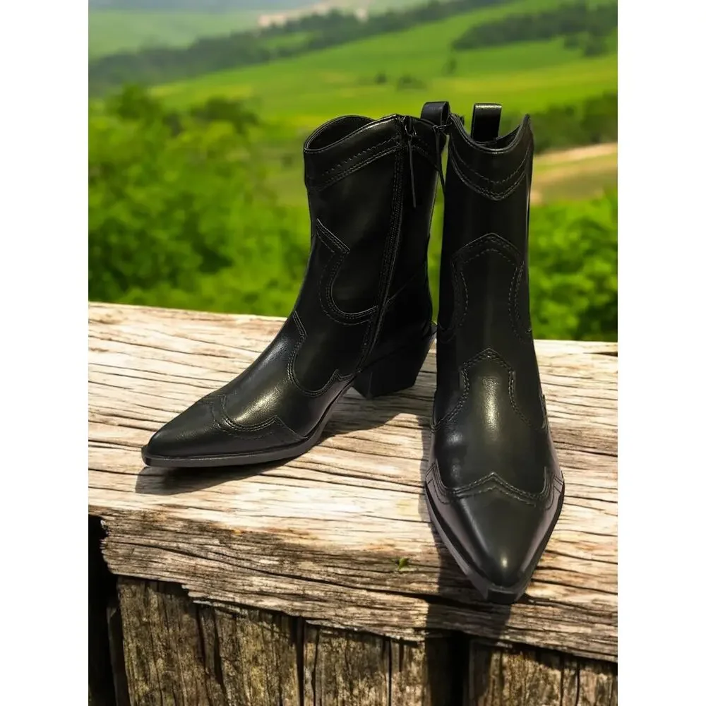 Madden Girl Swifty Black Women's Half Cowboy Boots Shoes 2